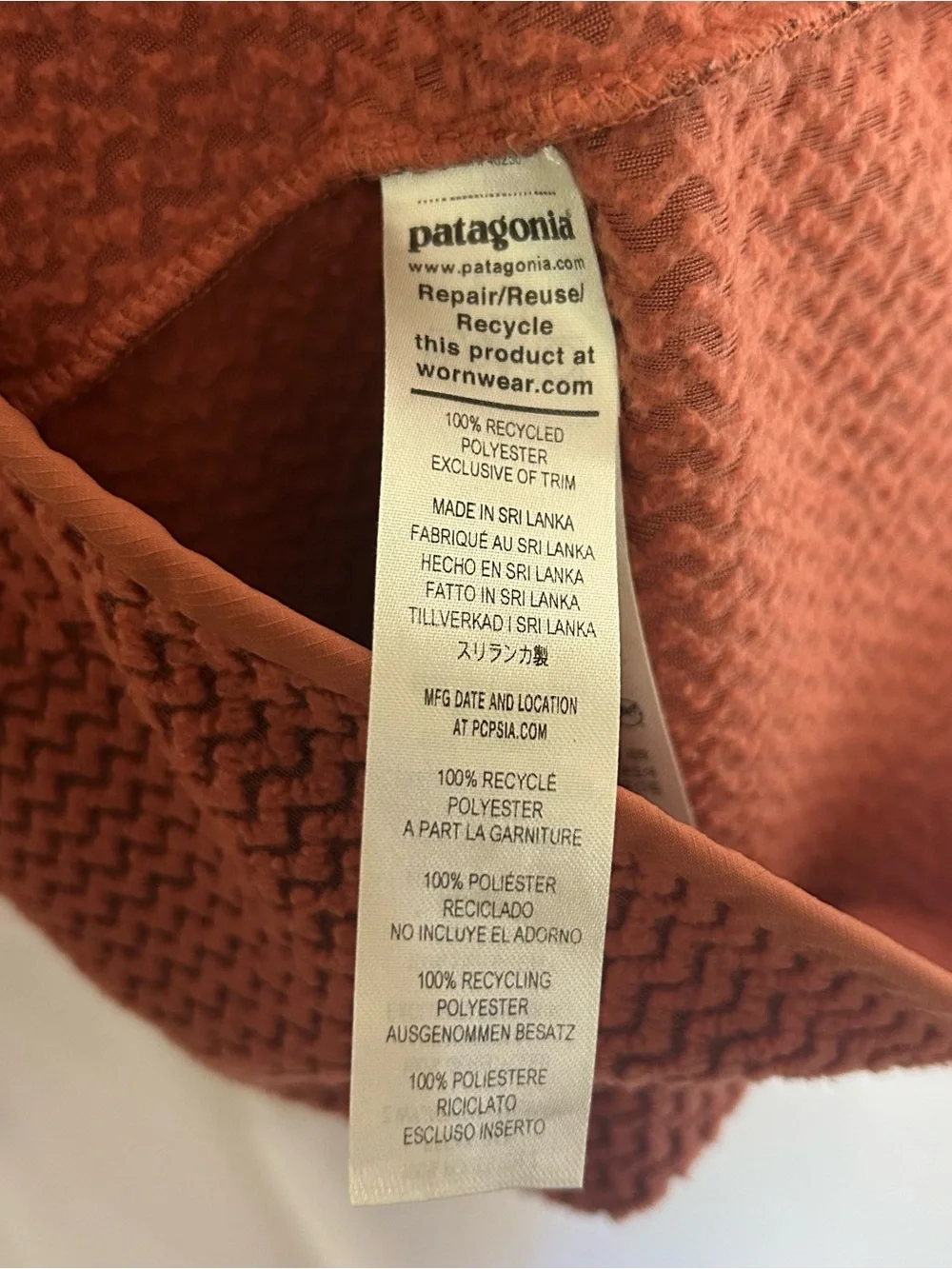 Patagonia rust R1 Air zip neck fleece pullover